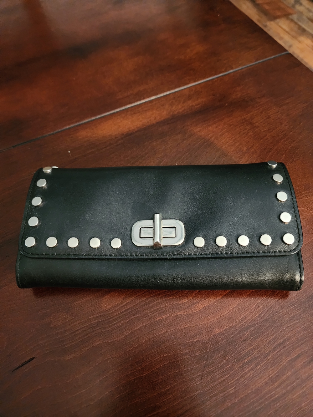 Michael Kors Collection Black Studded Turn-Lock Wallet